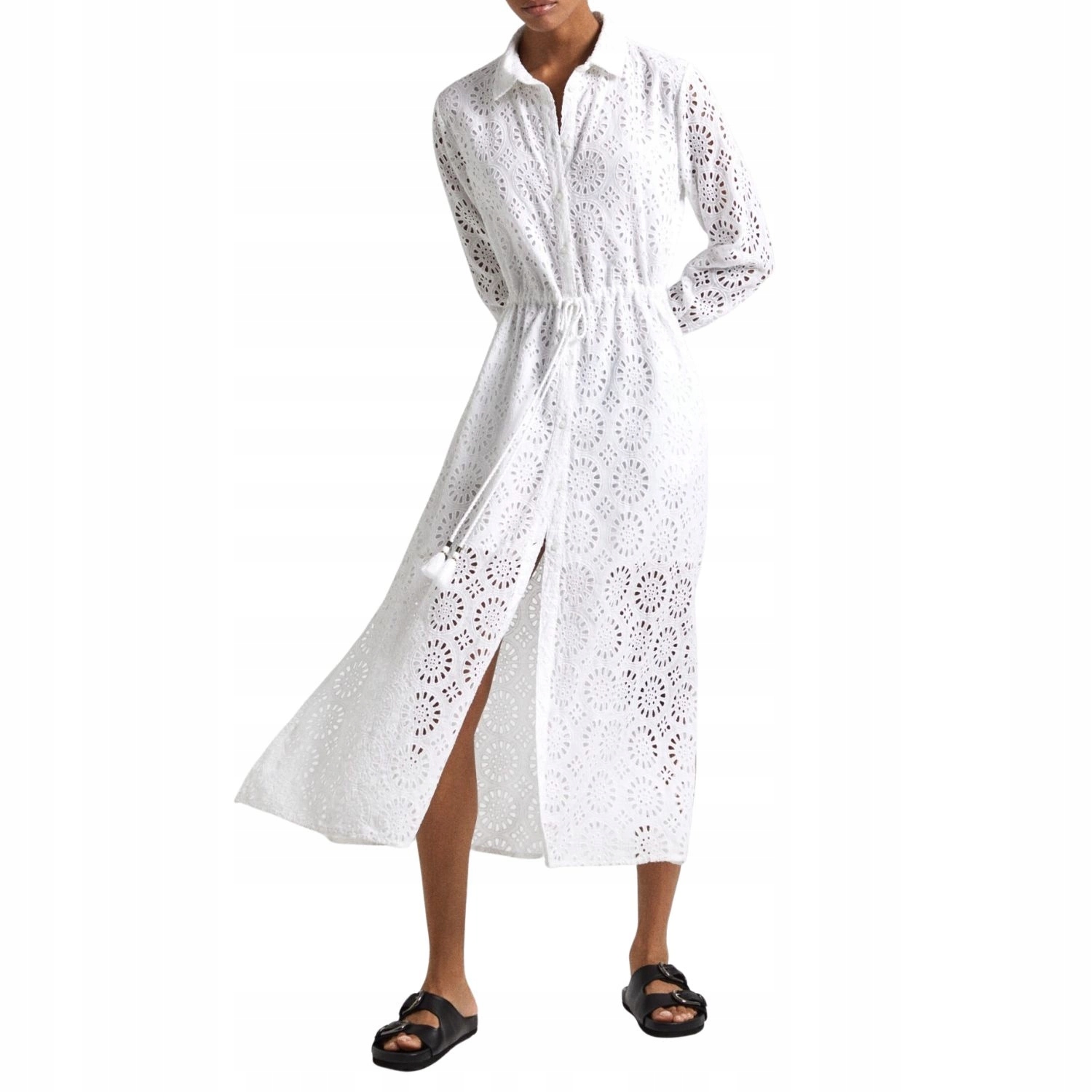 Dámské midi Šaty Pepe Jeans , bílá bavlněná košile s prolamovaným vzorem vel. Xs