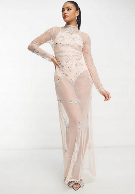 Sexy Odvážné Zdobené Koktejlové Šaty Křišťály Korálky 36 S