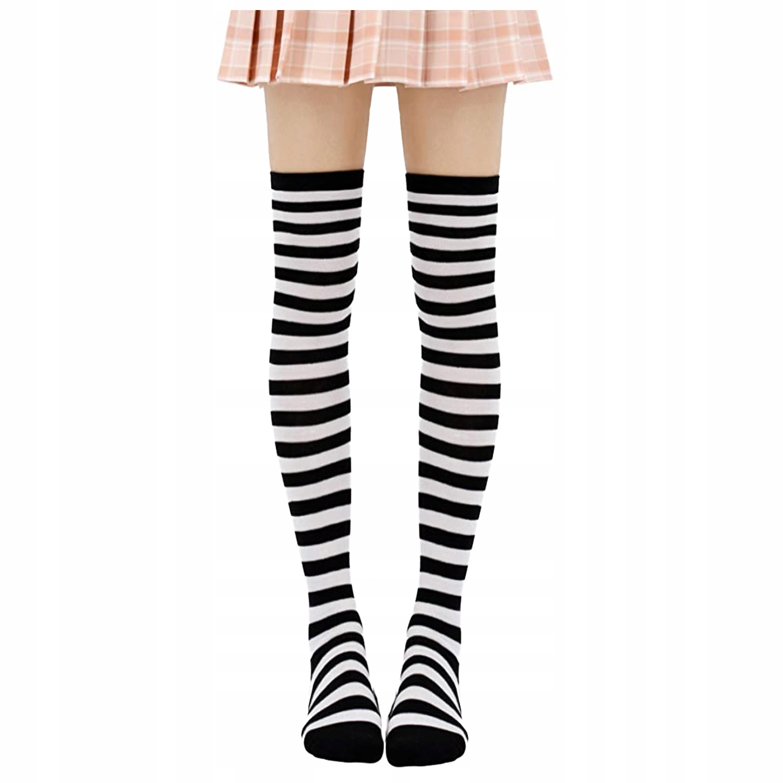 

Bawełniane Zakolanówki W Paski wysokie skarpety