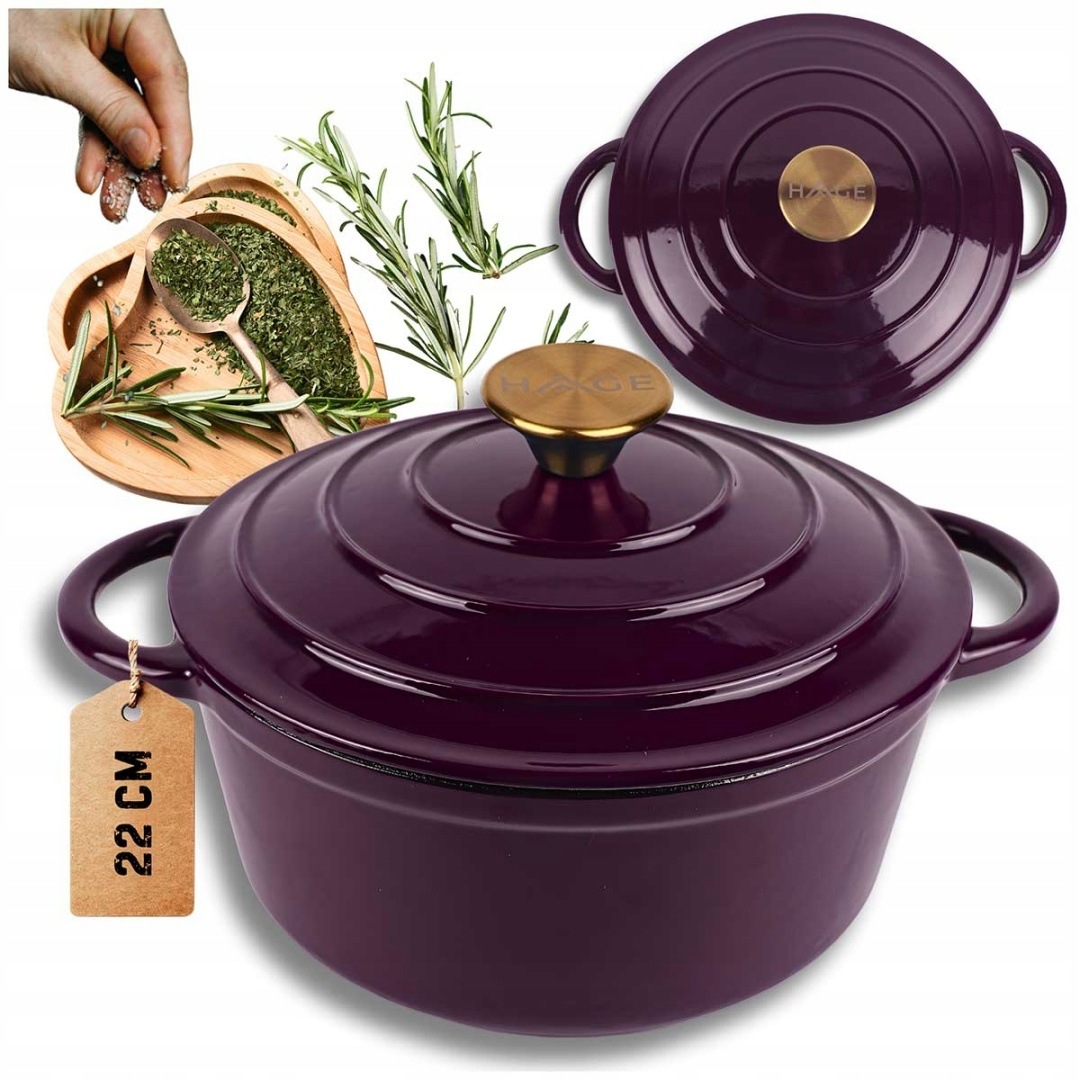 Smaltovaný Hrnec Hrnec 22 cm 3L Hage Eggplant