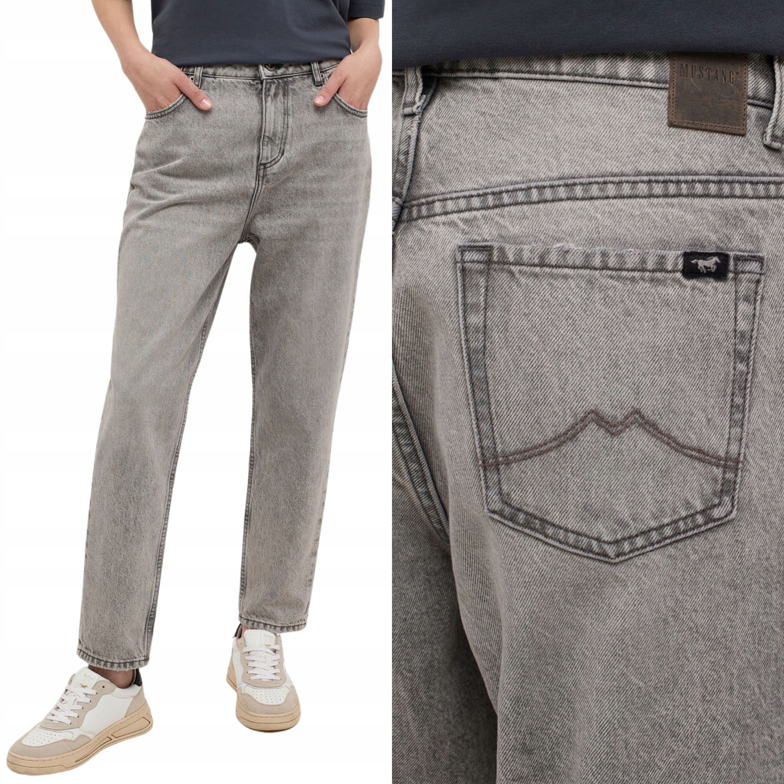 Mustang kalhoty High West šedé mom jeans Charlotte Tapered W28 L32