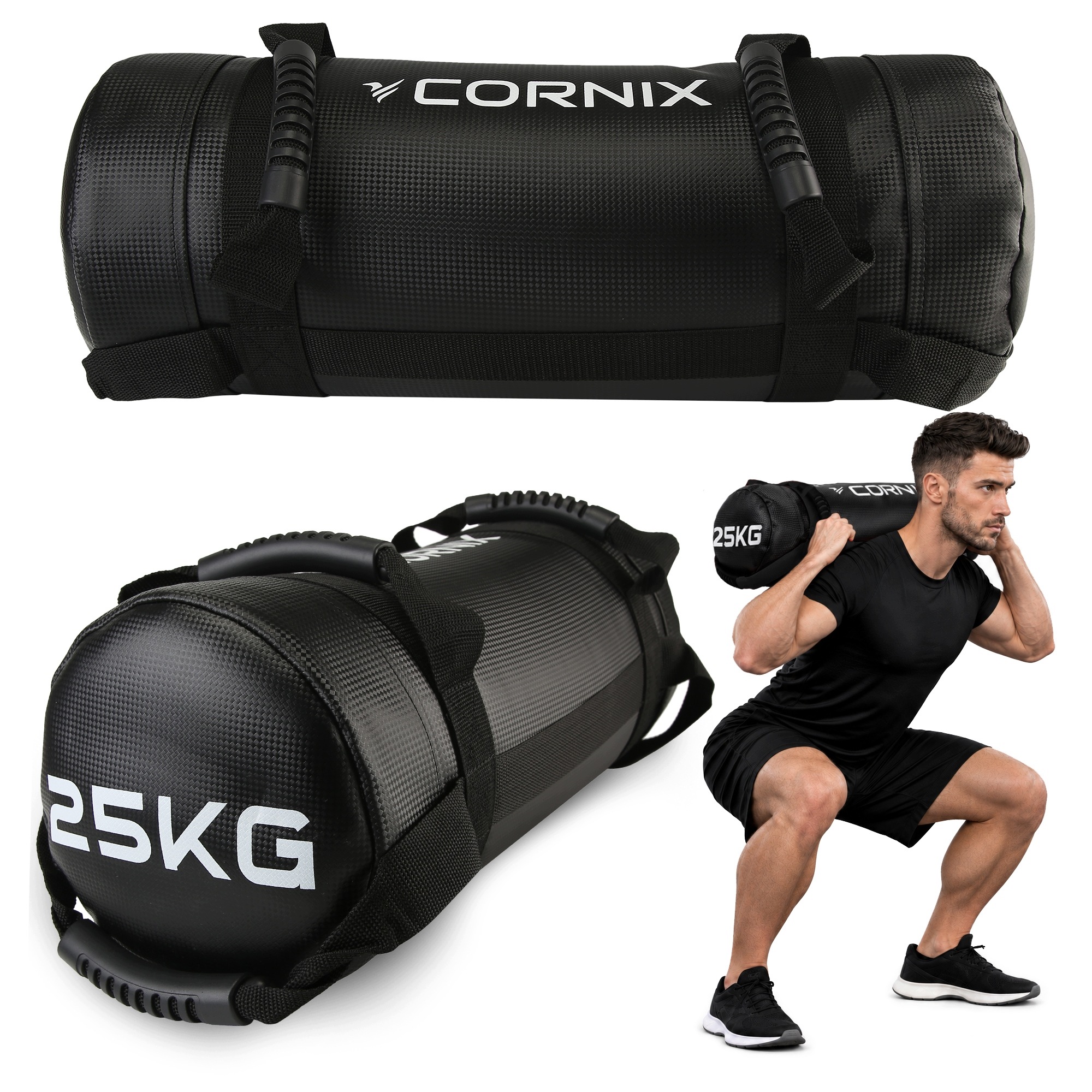 Worek Treningowy Powerbag Cornix 25 Kg Obciążenie Siłowe Z Piaskiem Uchwyty