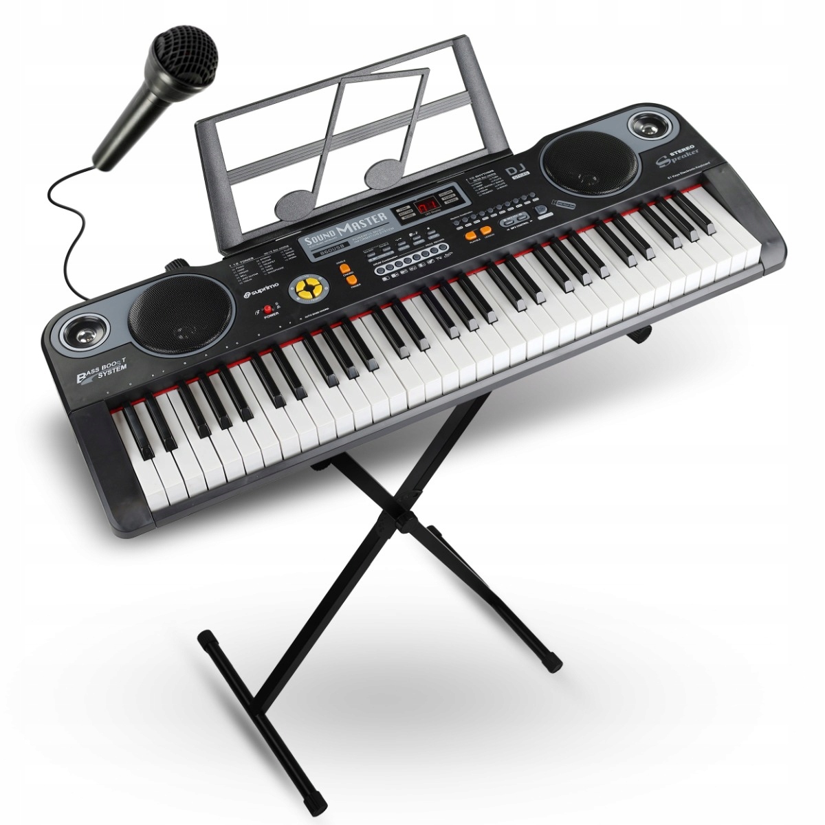 Klávesy Klavírní Varhany Pro Děti 61KL Režim Lekce Usb MP3 Mikrofon+stativ
