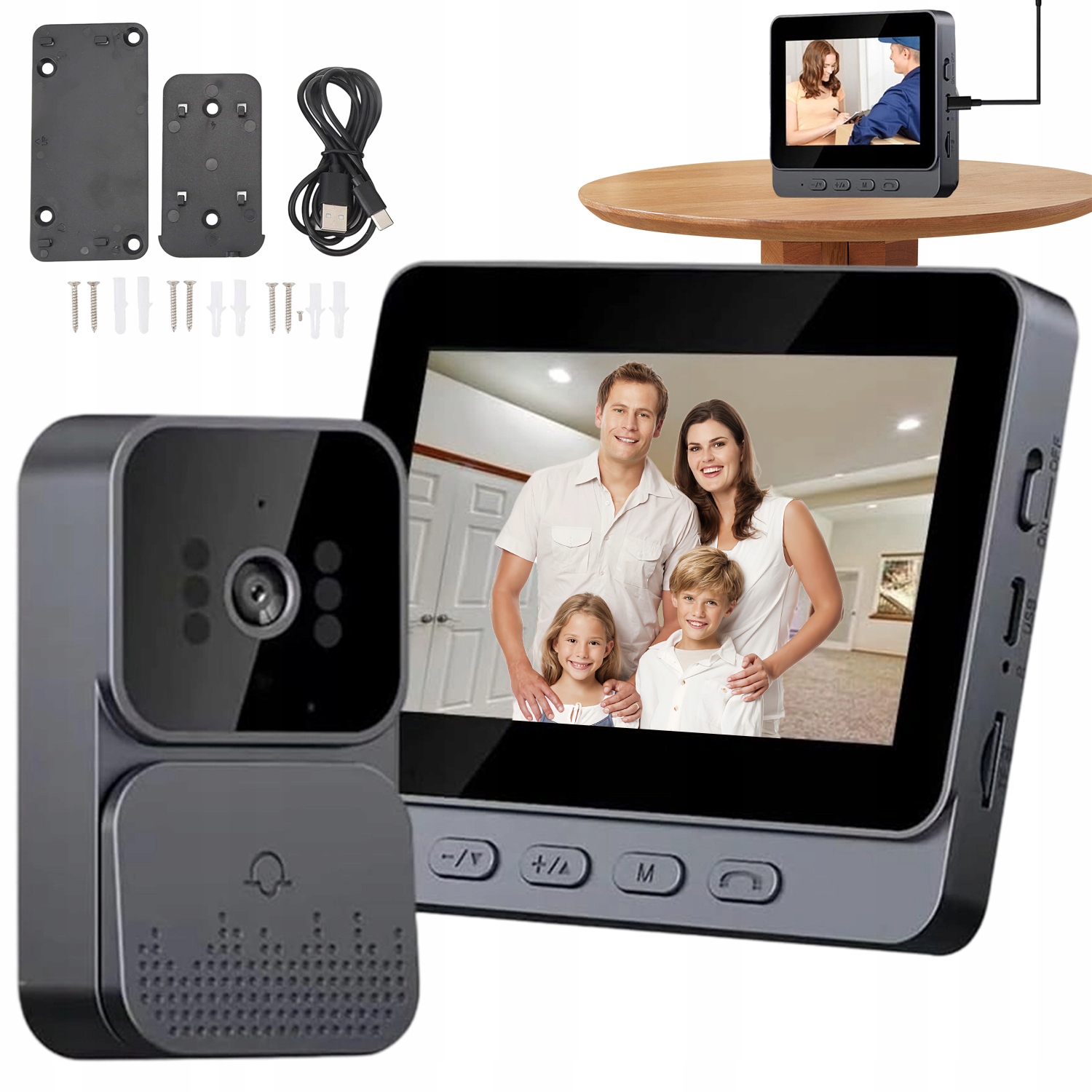 4.3PALCOVÝ Videotelefon Ips S Inteligentním Nočním Viděním A Snadnou Montáží