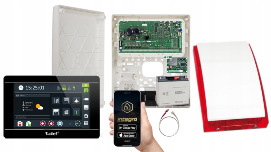 System Alarmowy Satel Integra 64 Plus Manipulator Dotyk 7" Lte Aku Syrena
