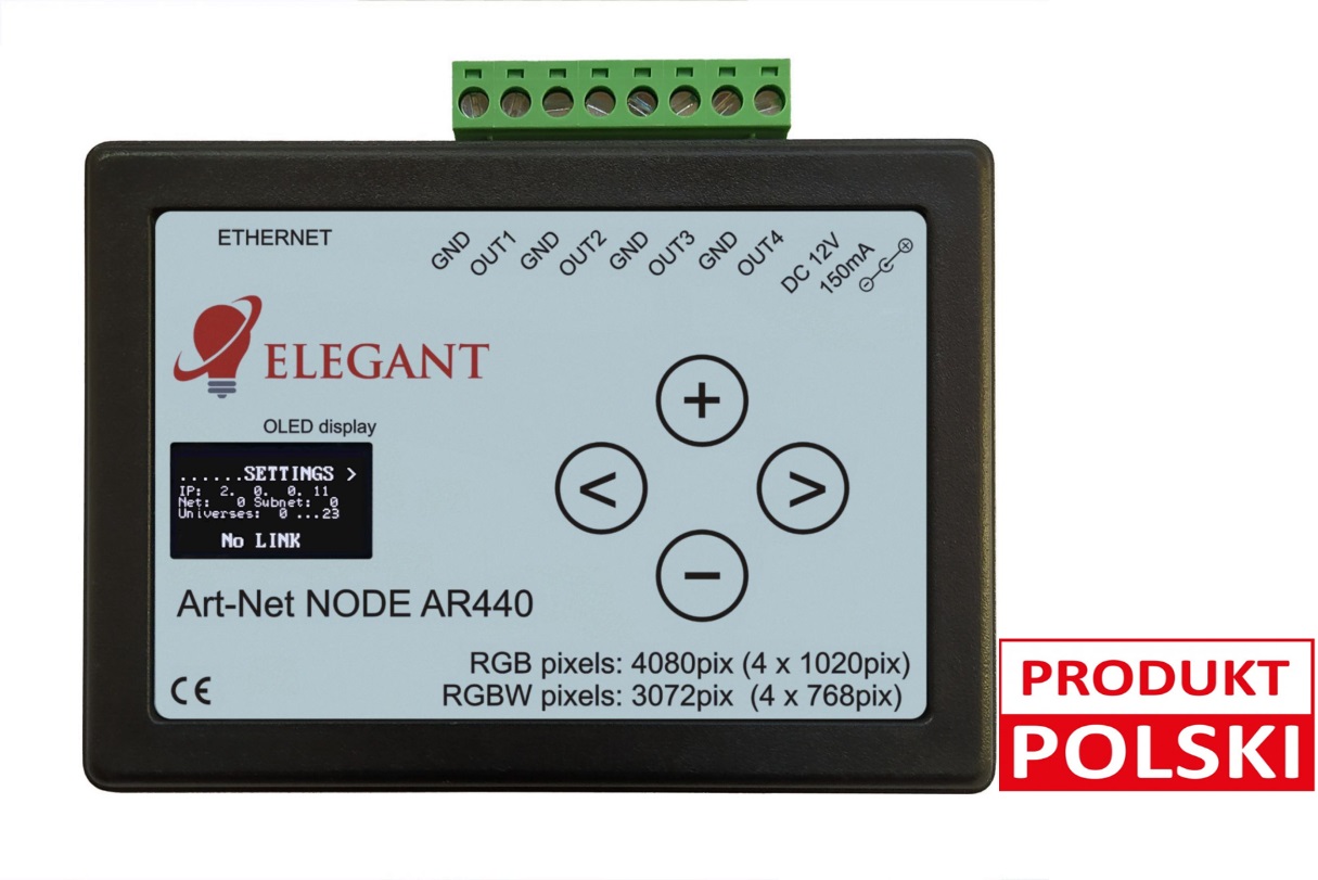 Brána Art-Net Spi s ovladačem pro digitální pásku Rgbw Elegant AR440 DMX