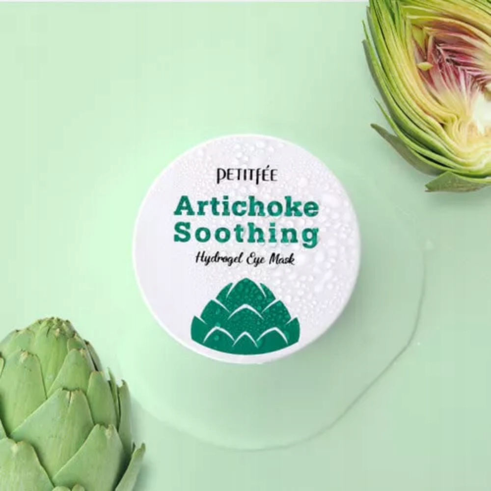 Petitfee Artichoke Soothing Hydrogel Eye Mask 60 szt - Hydrożelowe płatki pod oczy — 4