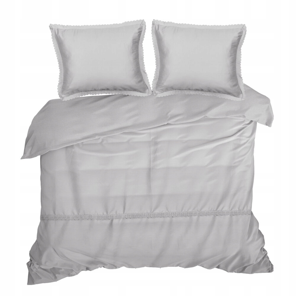 Posteľná Bielizeň 200x220 Retro Eurofirany svetlosivá zdobená čipkou