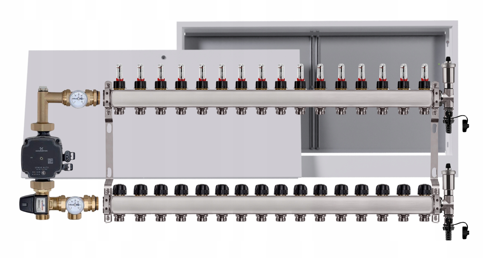 Nerezový rozdělovač pro podlahu 16, nástěnný box Pumpa Grundfos