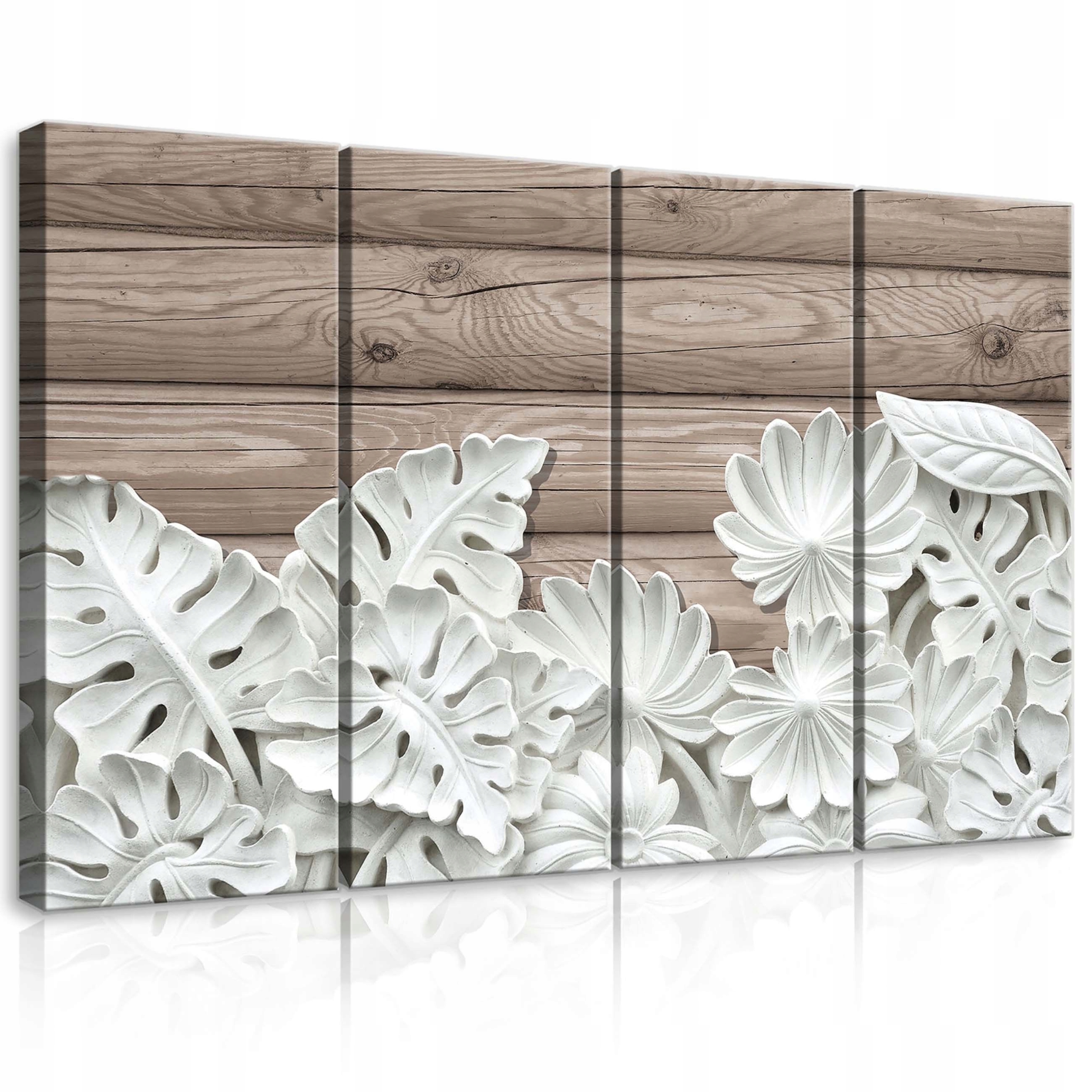 Obraz 120x80 modulárny polyp bez rámu kvety reliéfne drevo príroda