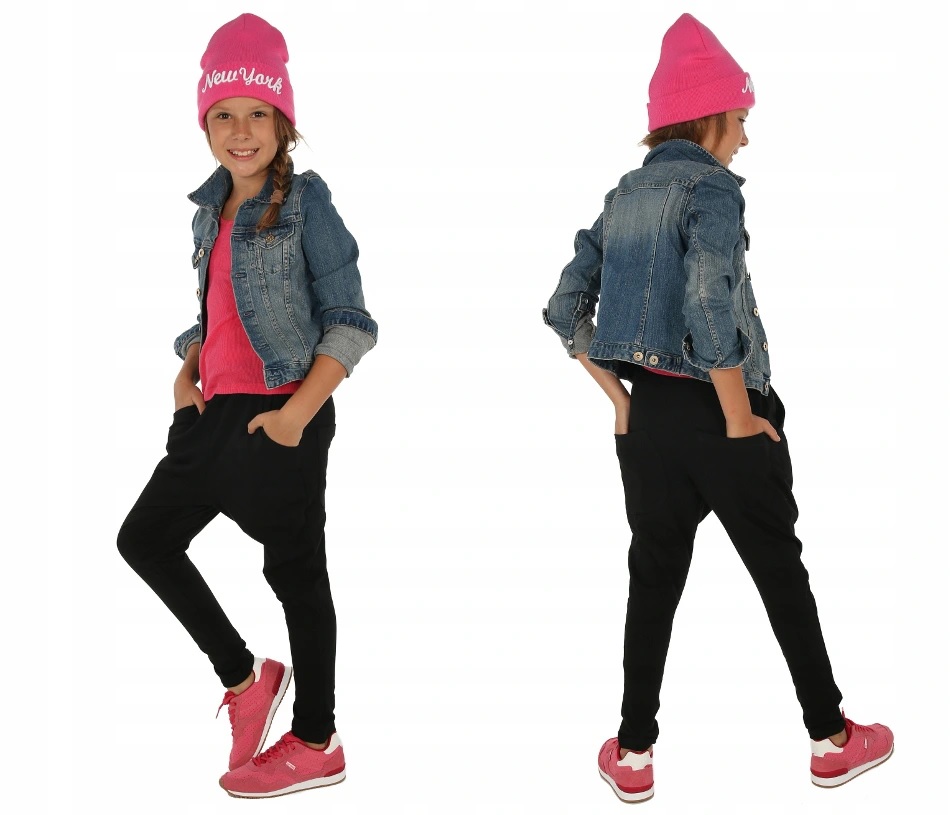 

Baggy Spodnie dresowe, obniżony krok 146 Czarny