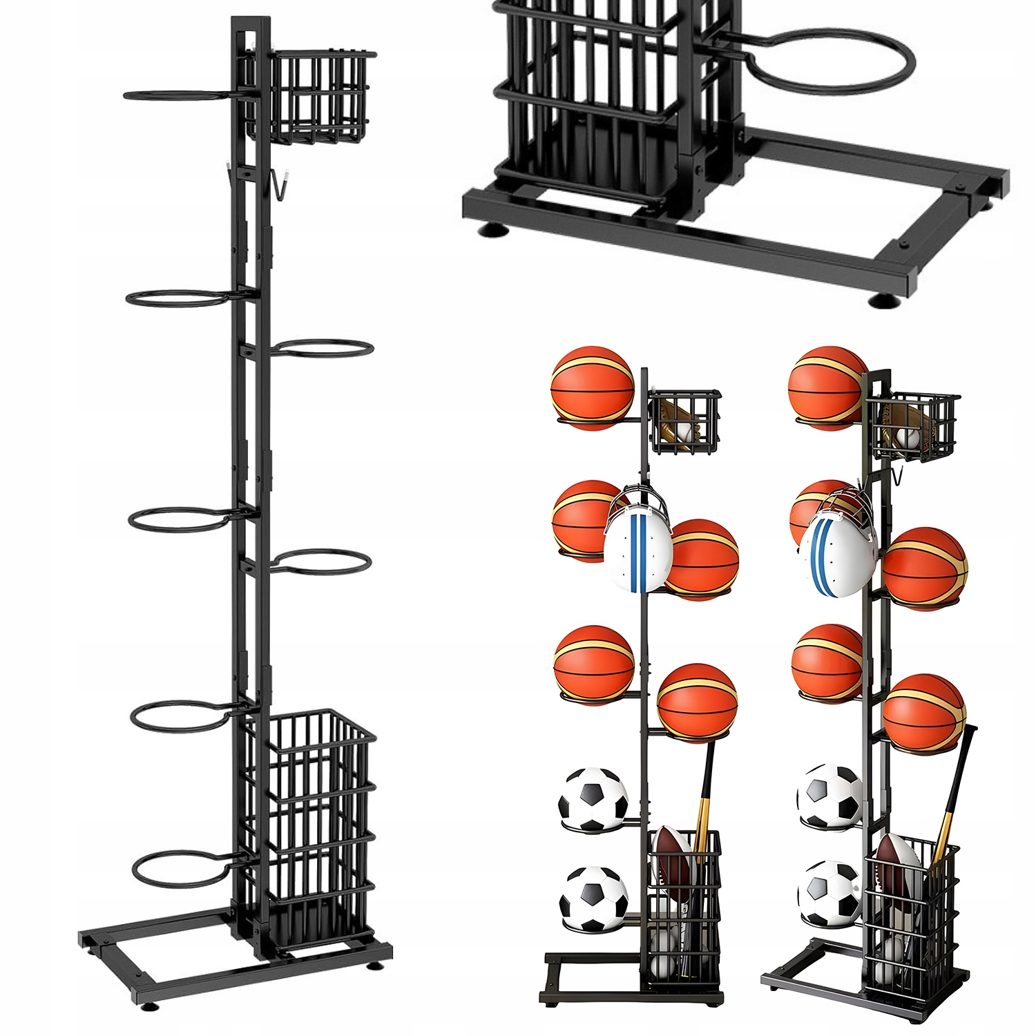 Kovový Stojan Na Sportovní Míče, Dvouúrovňový, Pro Školní Tělocvičnu