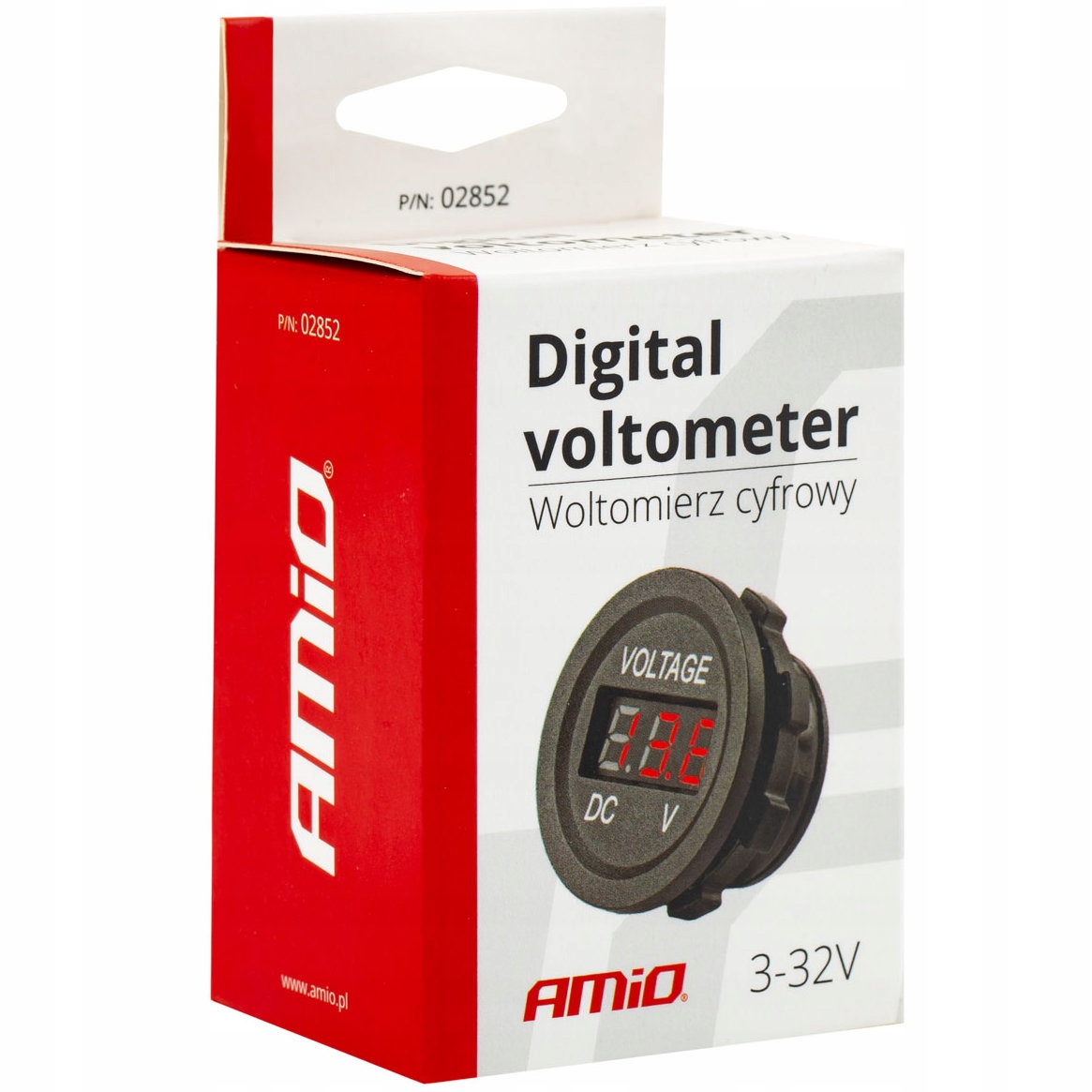 Dodatkowy woltomierz cyfrowy do zabudowy 12V 24VV MOD-02 AMIO-02852 Numer katalogowy producenta 02852