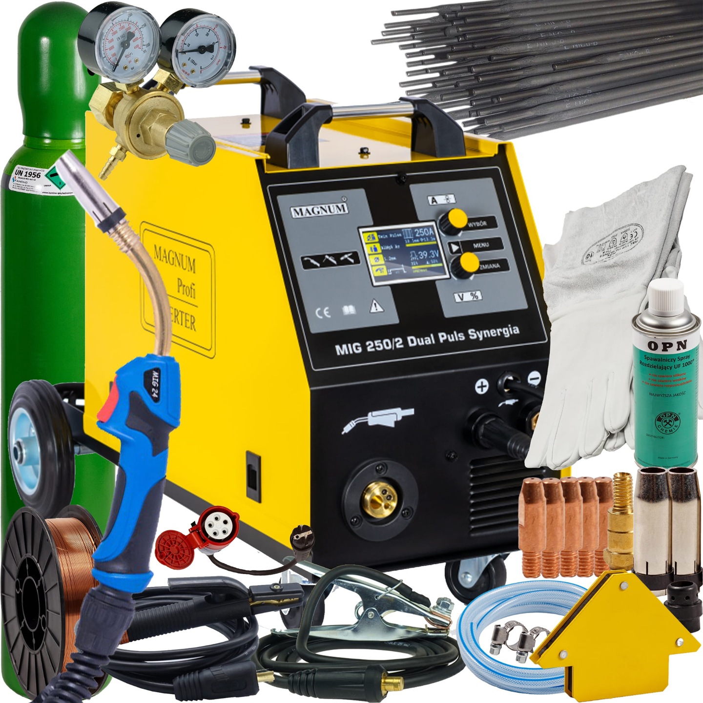 Svařovací Stroj Migomat Magnum Mig 250/2 Dual Puls Synergie 230/400V Sada 3 Ks