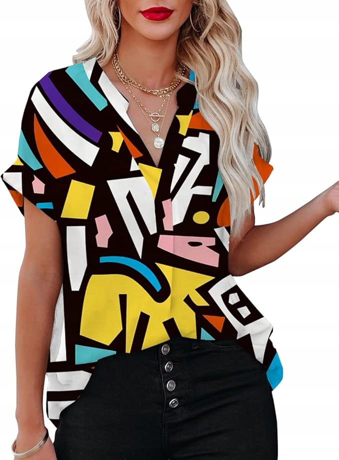 Dámská letní halenka s krátkým rukávem, volná, Elegantní, S