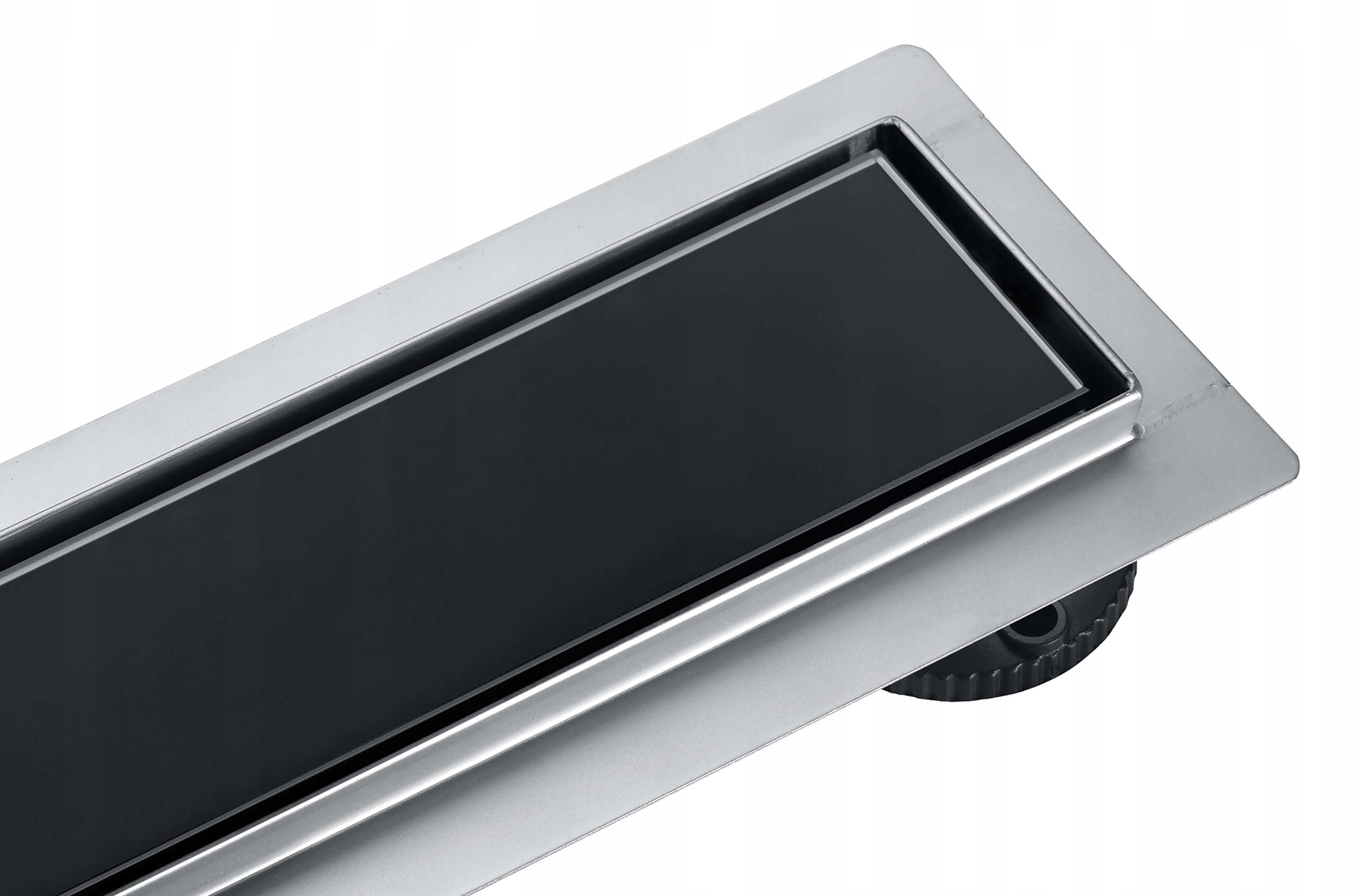 Balneo Lineárny Odtok So Skleneným Panelom G-drain Nízky Sifón Čierny 100 cm