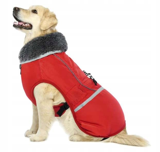Levně Zimní bunda pro psa s fleecem, voděodolná, červená, velikost S