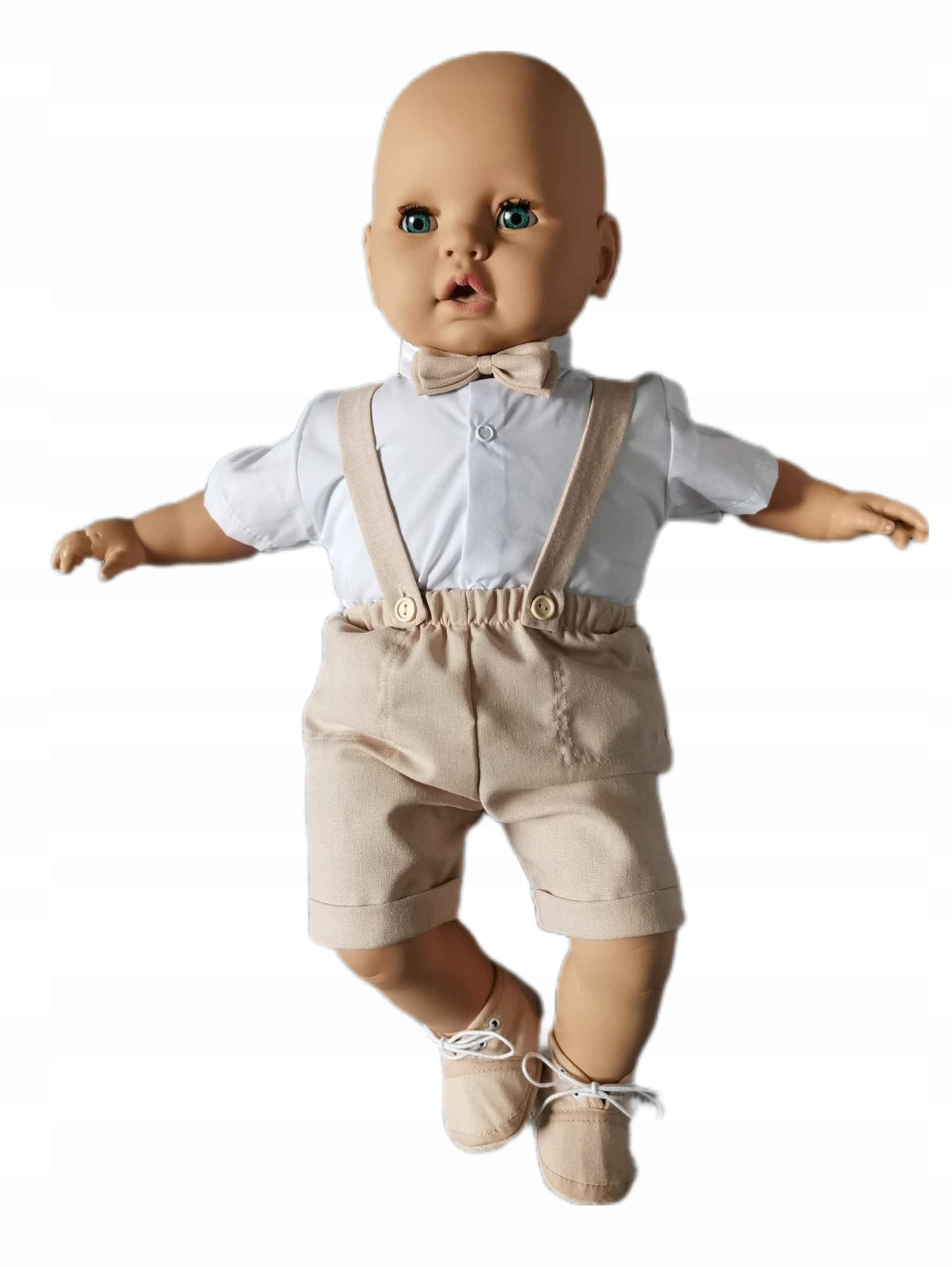 SPODENKI do chrztu + szelki LEN ubranko LATO 86 Rozmiar 86