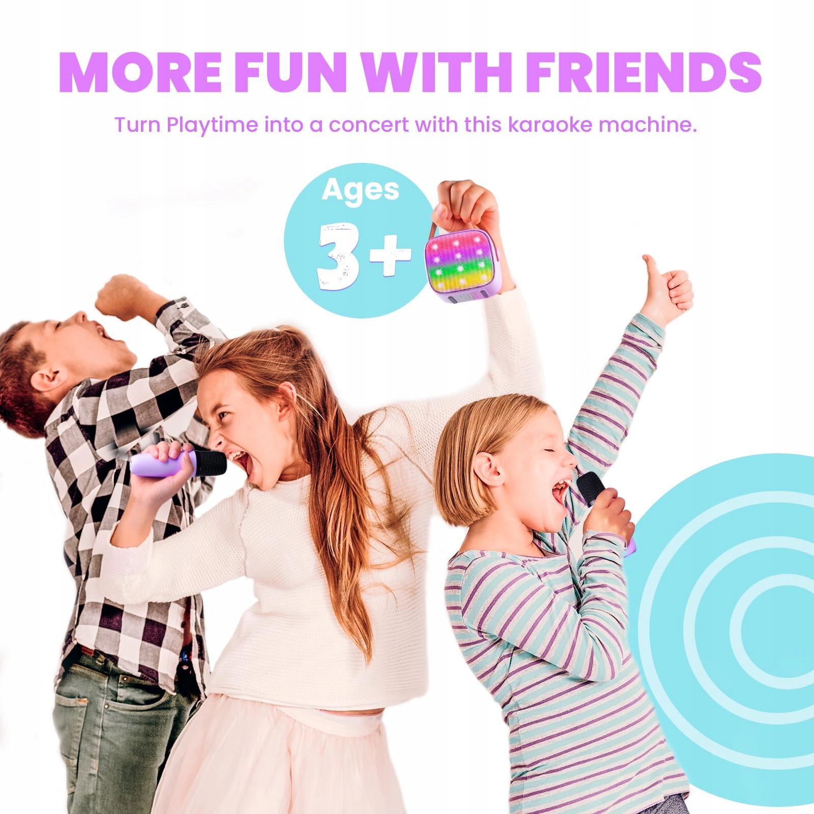 WOWSTAR Karaoke Zestaw Bluetooth Dla Dzieci i Dorosłych Z Mikrofonami LED — miniatura 9
