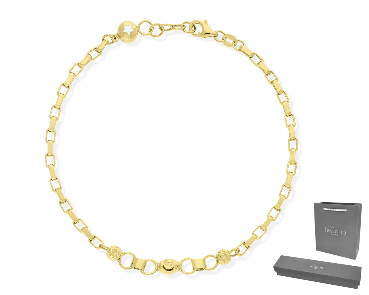 Náramek Zlatý 585 Dámské Lesklé Kuličky Originální Vzor