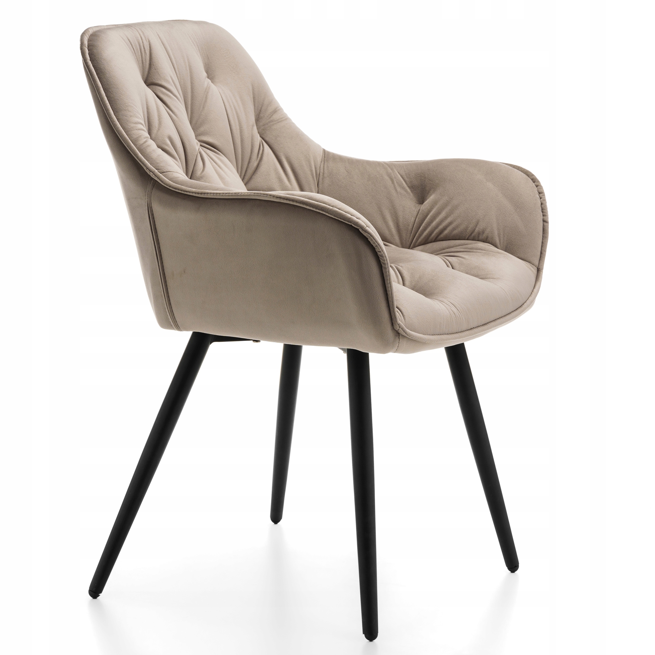 KRZESŁO TAPICEROWANE PIKOWANE DO SALONU JADALNI WELUROWE BEŻOWE SIENA Głębokość mebla 61 cm