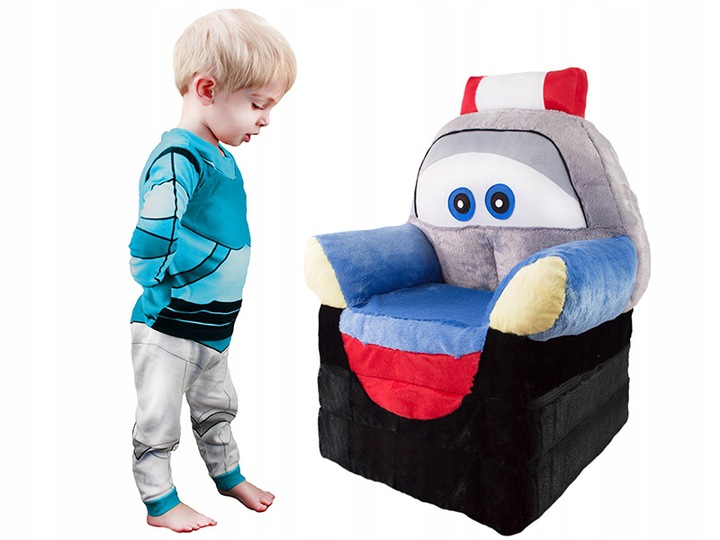 Rozkładane krzesełko z pluszu niebieski policjant