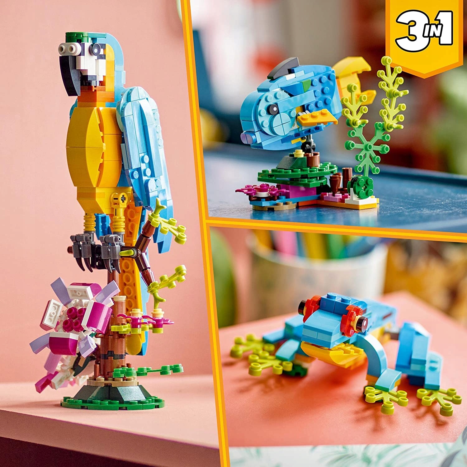 LEGO CREATOR EGZOTYCZNA PAPUGA RYBA ŻABA 31136 24H Wiek dziecka 7 lat +