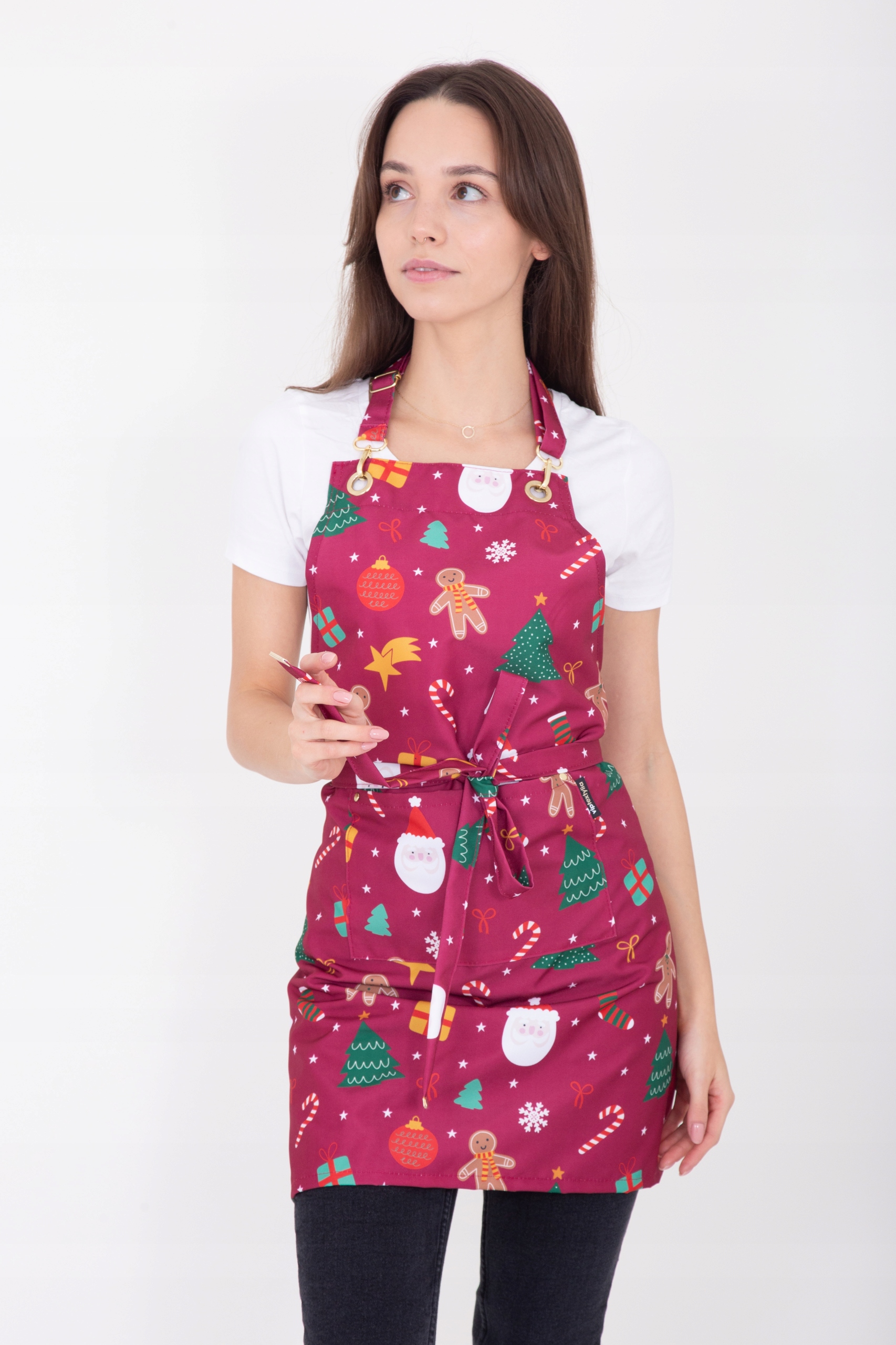 Vánoční ochranná bordová zástěra voděodolná jako dárek Kuchyňský