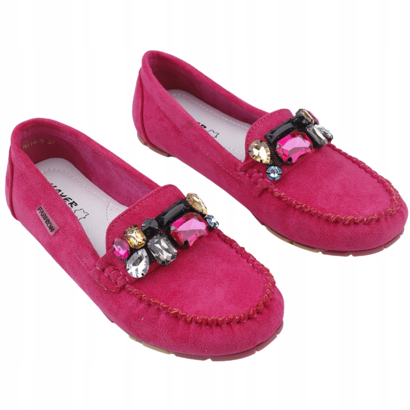 MOKASYNY DAMSKIE WSUWANE PÓŁBUTY ZAMSZOWE WKŁADKA EKOSKÓRA ZAMSZOWE RÓŻOWE Płeć kobieta