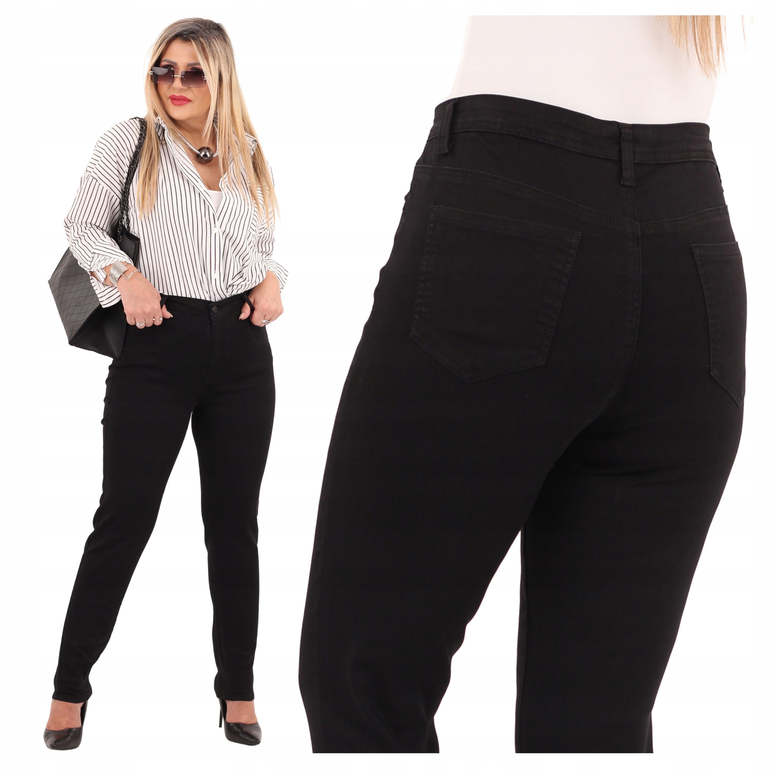 Spodnie Damskie Rurki Jeansy Bawełniane Elastyczne Duże Rozmiary Dżinsy