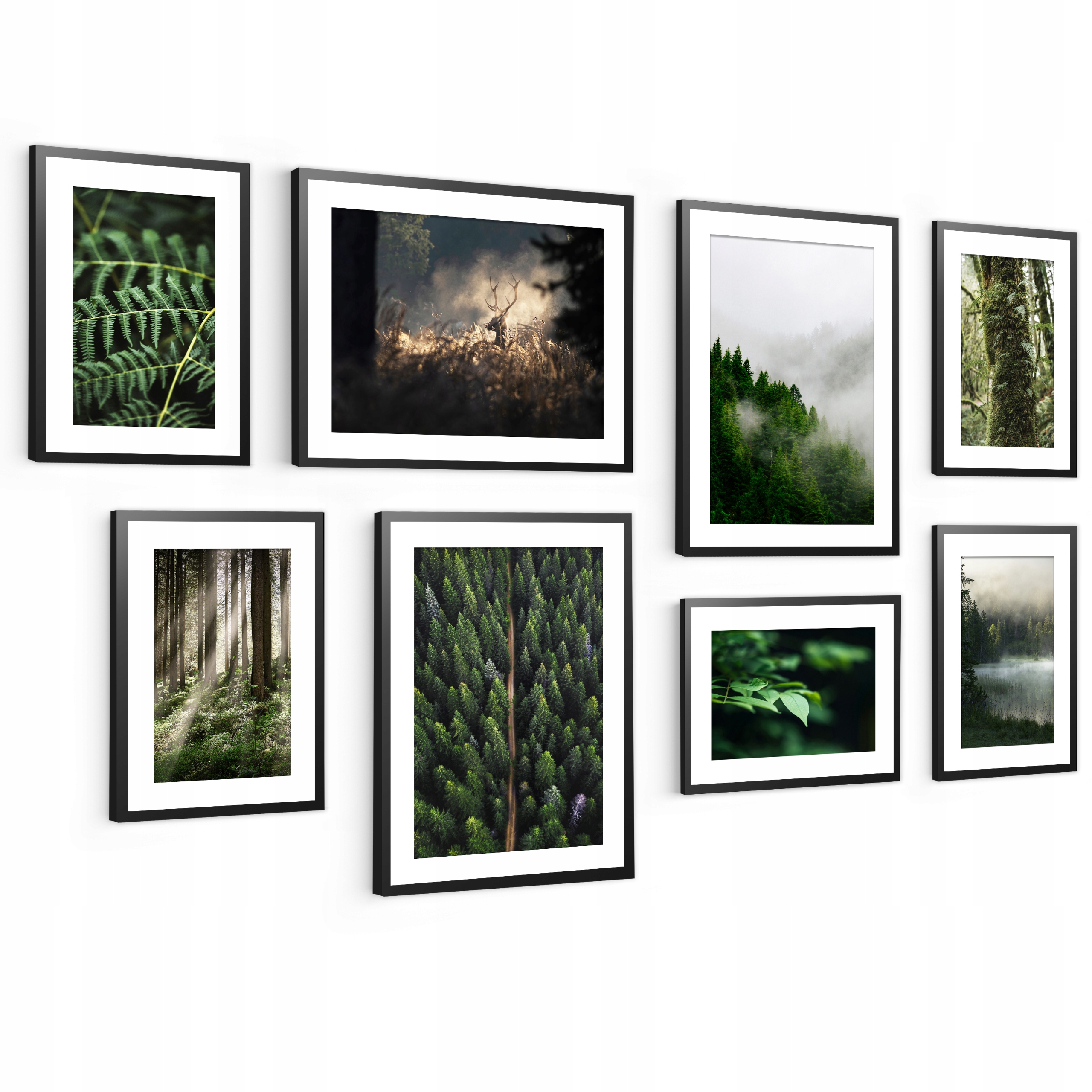 Komplet Las Hmla plagáty v ráme obrazy 8ks pláž Boho do obývacej izby spálne