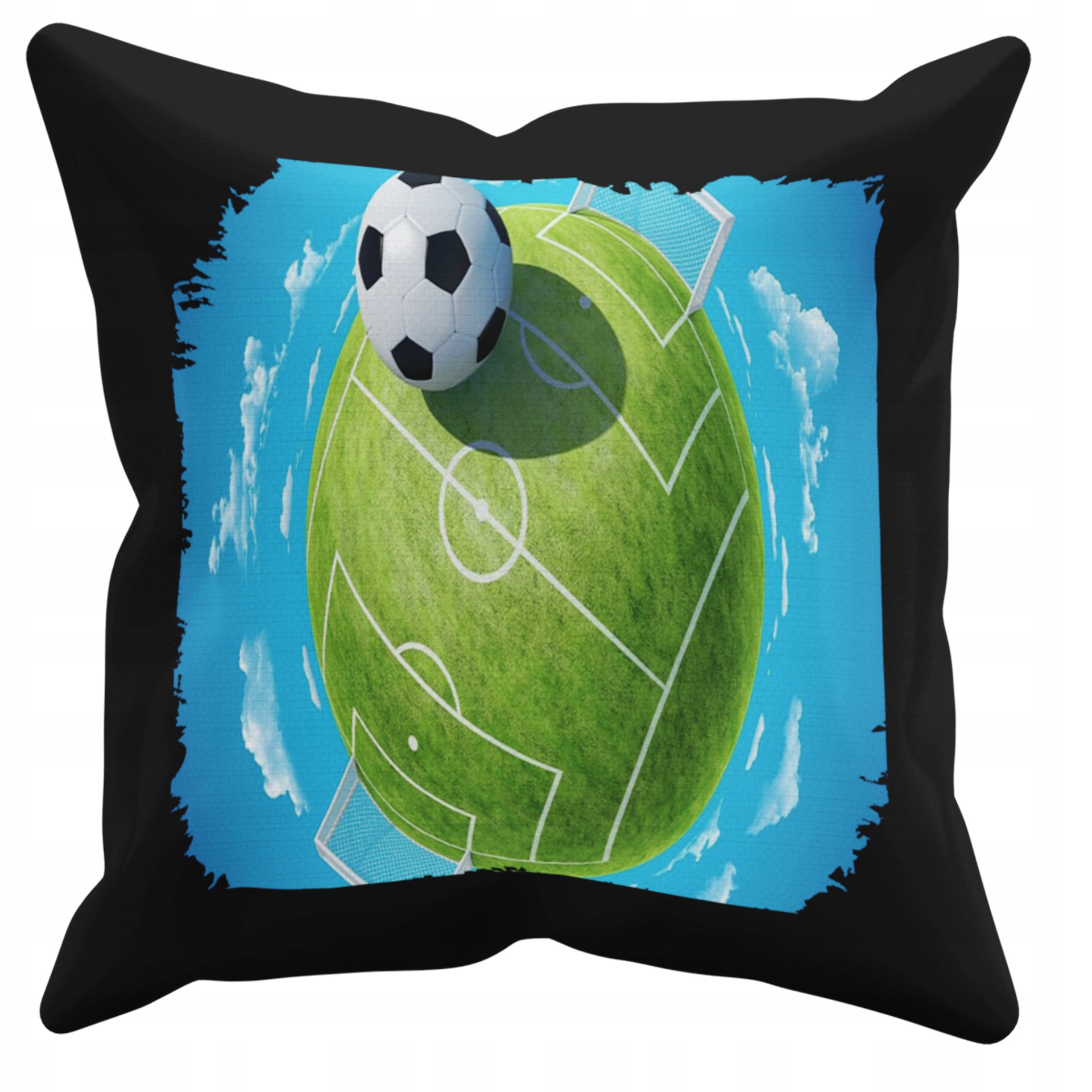 POSZEWKA NA PODUSZKĘ JAŚKA DO PRZEDSZKOLA PIŁKA NOŻNA + IMIĘ GRATIS Kolor dominujący czerń