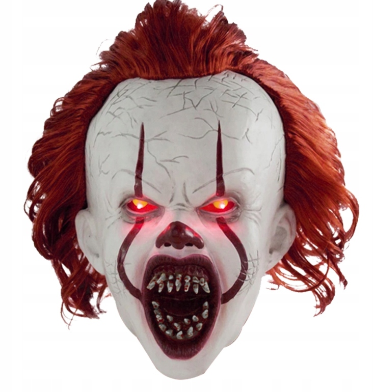 MASKA ZABÓJCZY KLAUN KLAUNA CLOWN Pennywise TO IT ŚWIECĄCA