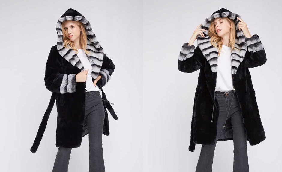 Płaszcz Futro naturalne Królik Rex Chinchilla 38 M Rozmiar 38