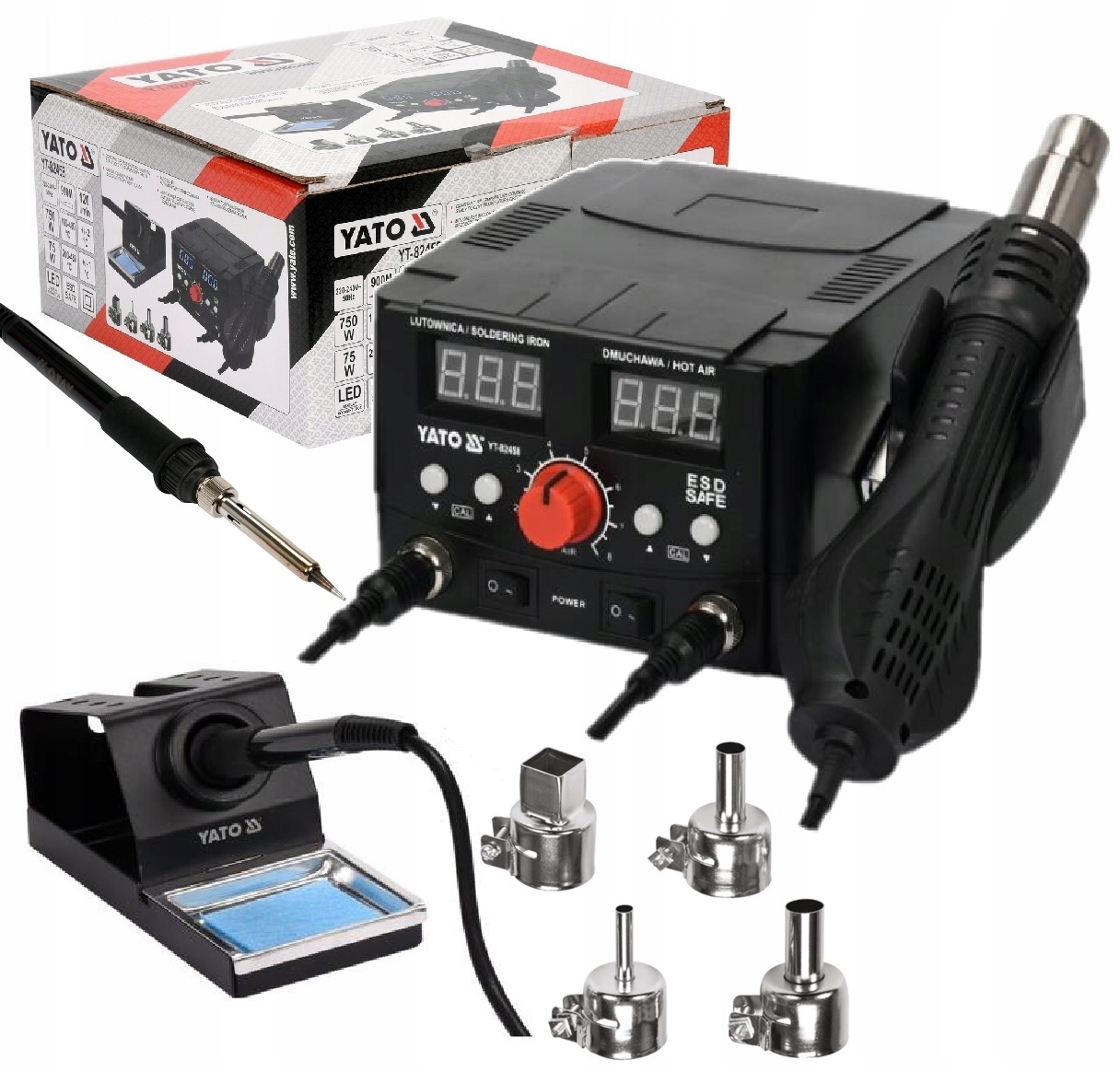 Pájecí Stanice Páječka 2v1 Hot Air 75W 750W Led Yato YT-82458