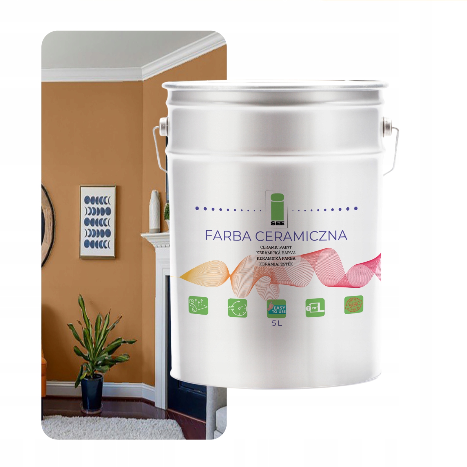 Keramická Farba Na Steny Umývateľná Pastelovo Béžová 5 L, Odolná Voči Škvrnám