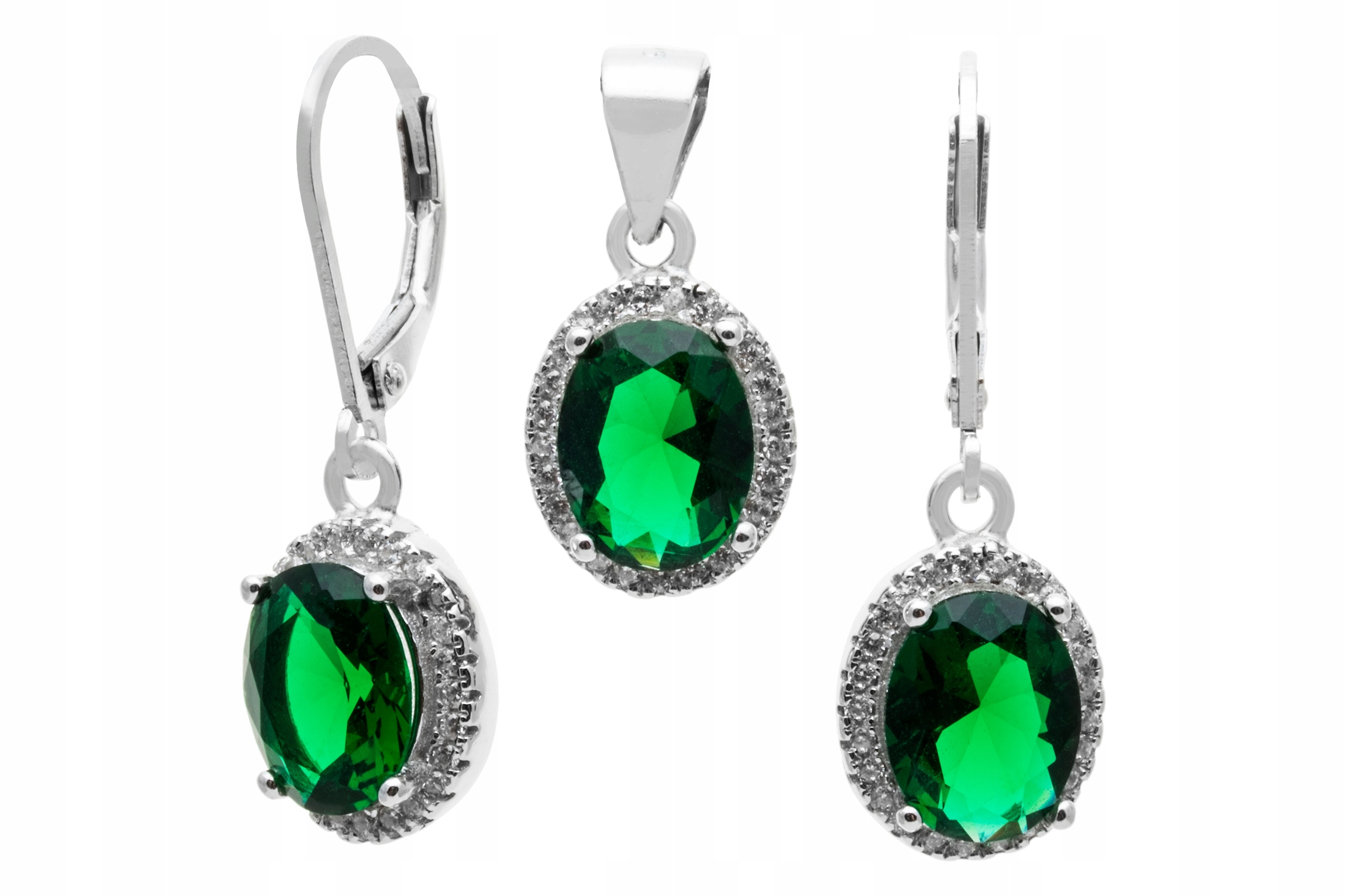 

Piękny Srebrny Komplet Rodowany Markiza Kol+wis !