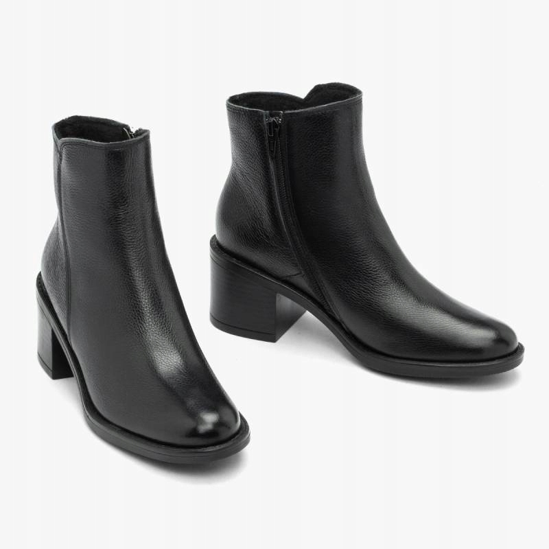 kotníkové boty Ryłko 5PVH5 V 9SC černé, vel. 37, blokový podpatek, přírodní kůže, Kochland