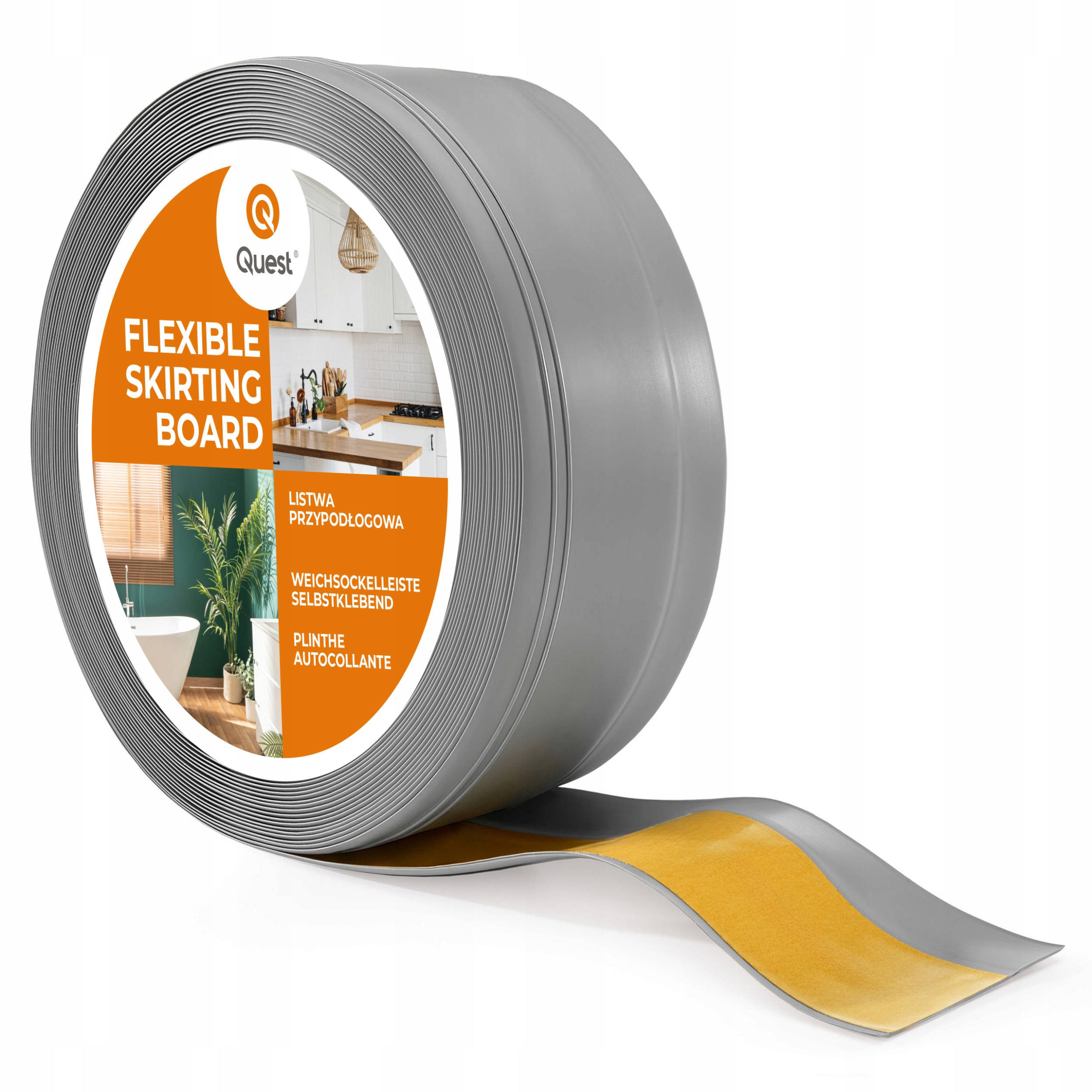 Podlahová lišta samolepicí Pvc, lišta Dekor, 50x20mm, šedá 15 m