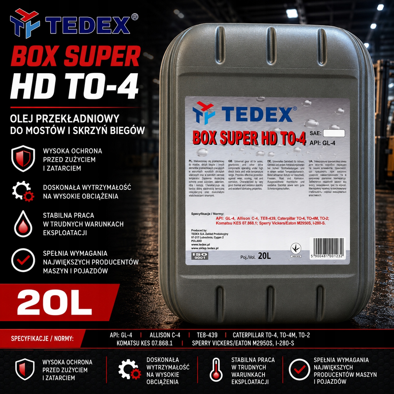 Tedex Box Hd TO-4 30 20L Olej Powershift Cat Allison
