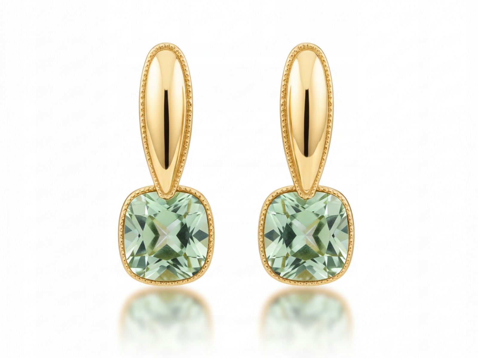 Dámské zlaté náušnice 585 se zeleným topazem od klenotníka, elegantní design