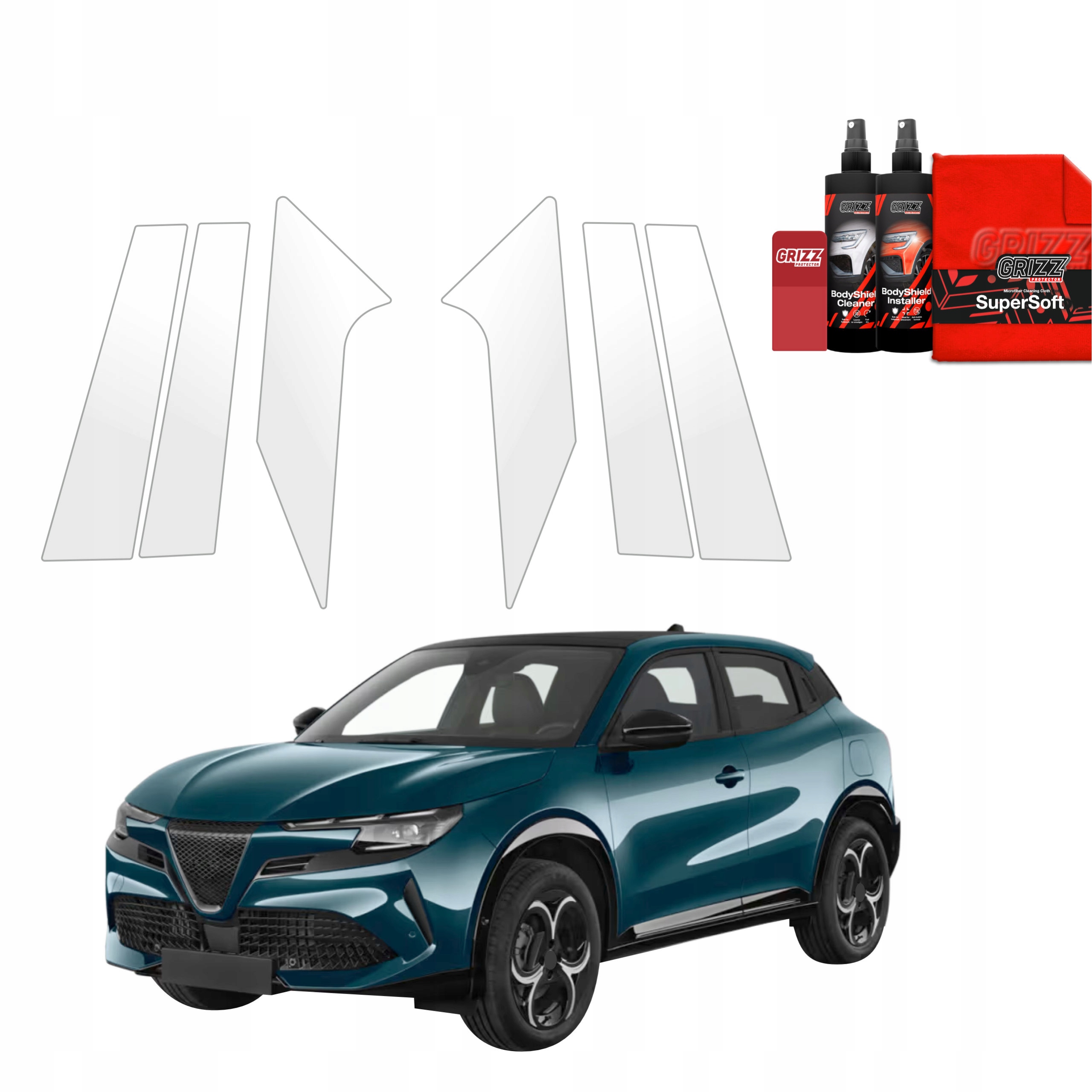 6v1 Fólie Ppf dýha na sloupky pro Alfa Romeo Junior (2024-2025) Grizz
