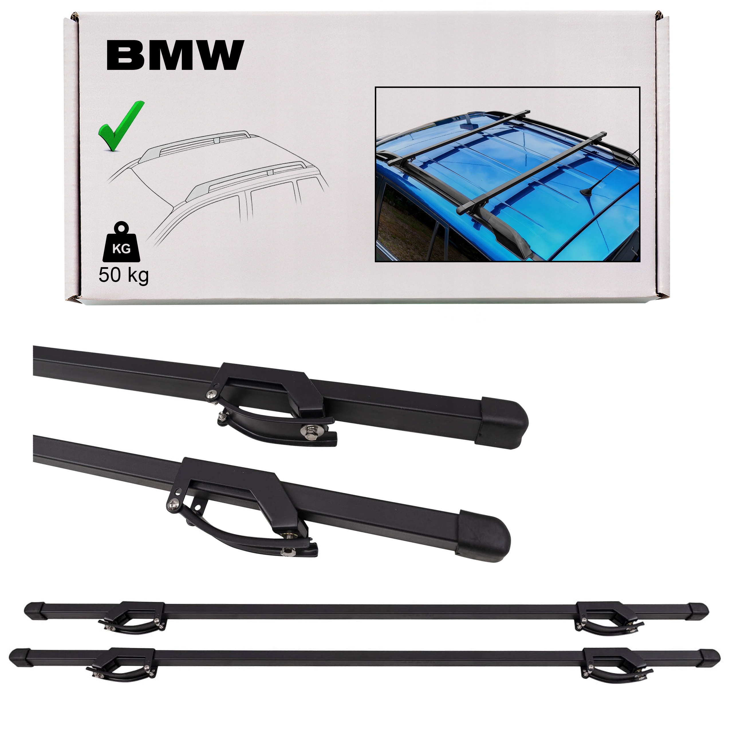 Bmw Stalowe Belki Dachowe Poprzeczne 120 CM Komplet 2 Sztuki