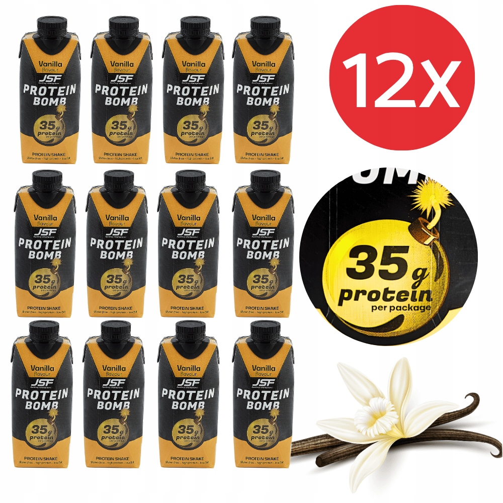 12 x Protein Bomb proteinový koktejl 35 g bílkovin, bezlepkový s vysokým obsahem bílkovin
