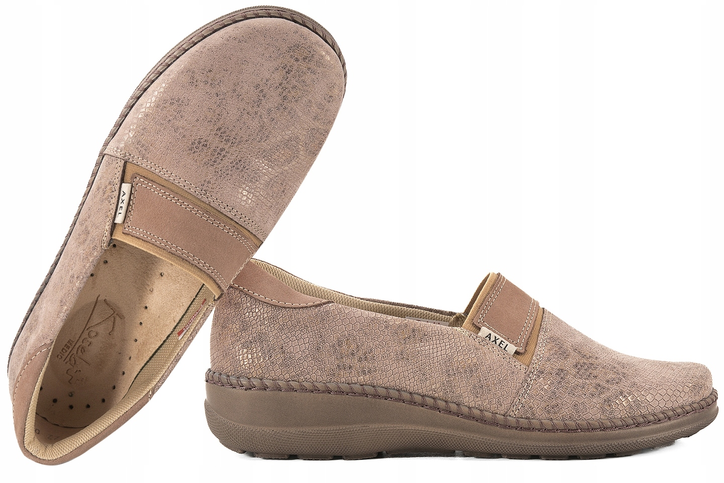 Axel 1727 Comfort Dámské Polobotky Mokasíny Tuhost H béžová python Béžová 40