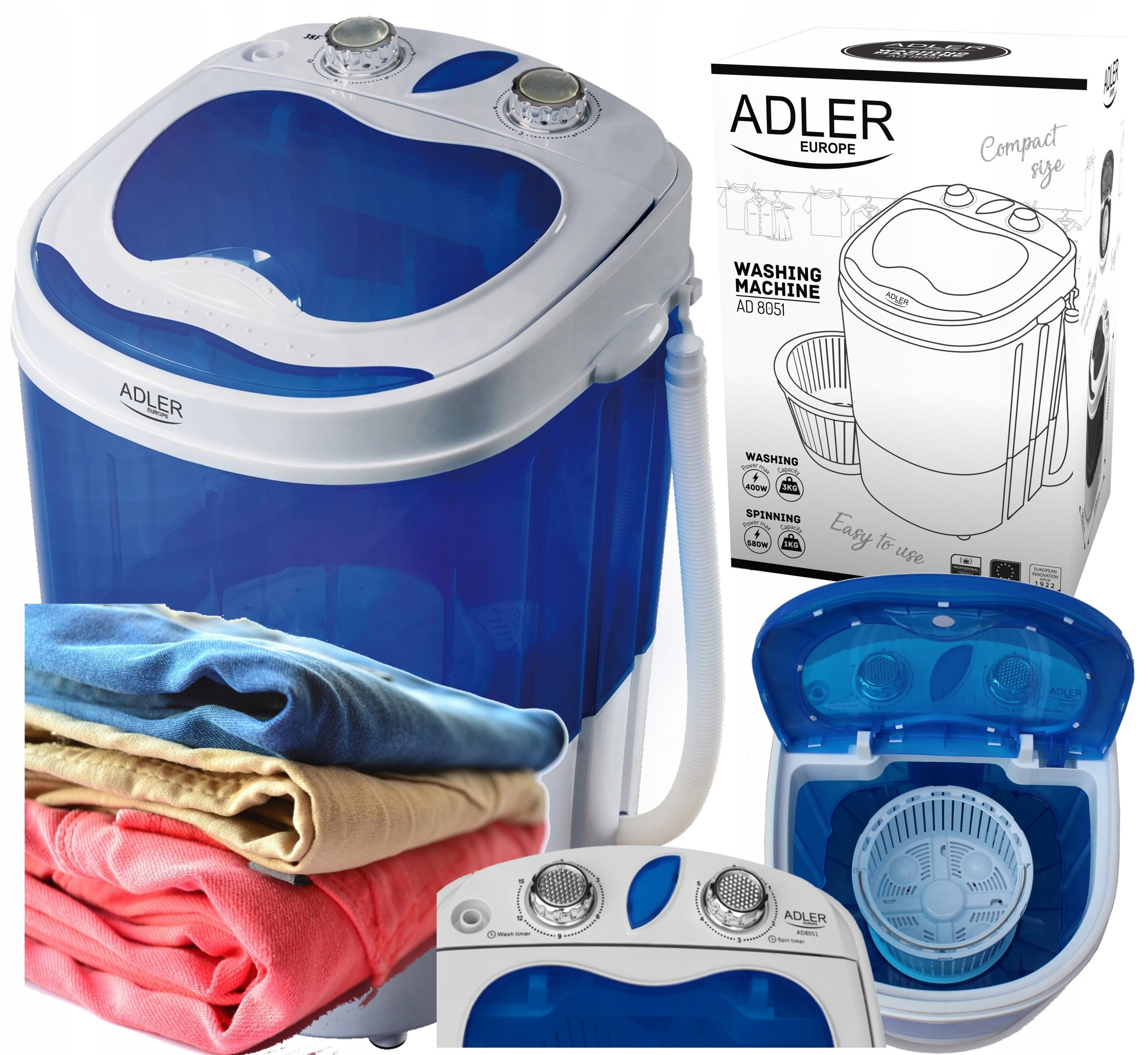 Turistická Práčka S Odstredivkou Adler AD8051 Wsad 3kg