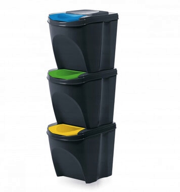 Levně Prosperplast Sortibox 3 x 25 l černý