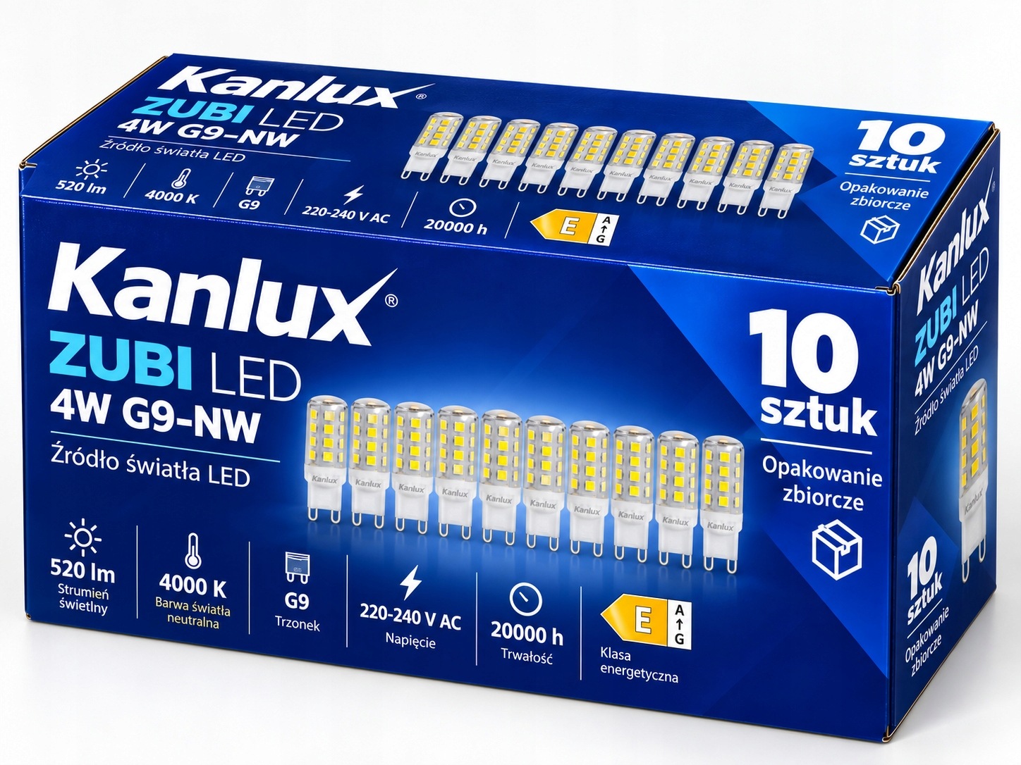 Sada 10 x Kanlux Led žárovka G9 4W 4000K 520 lm neutrální kapsle