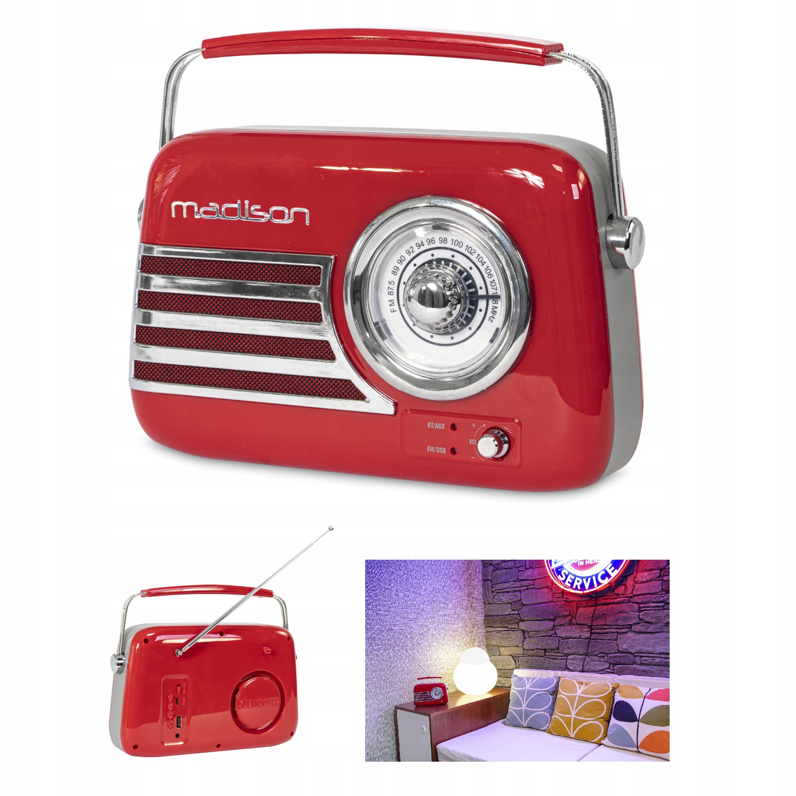 

Radio Vintage Fm akumulatorowe z Bluetooth Usb