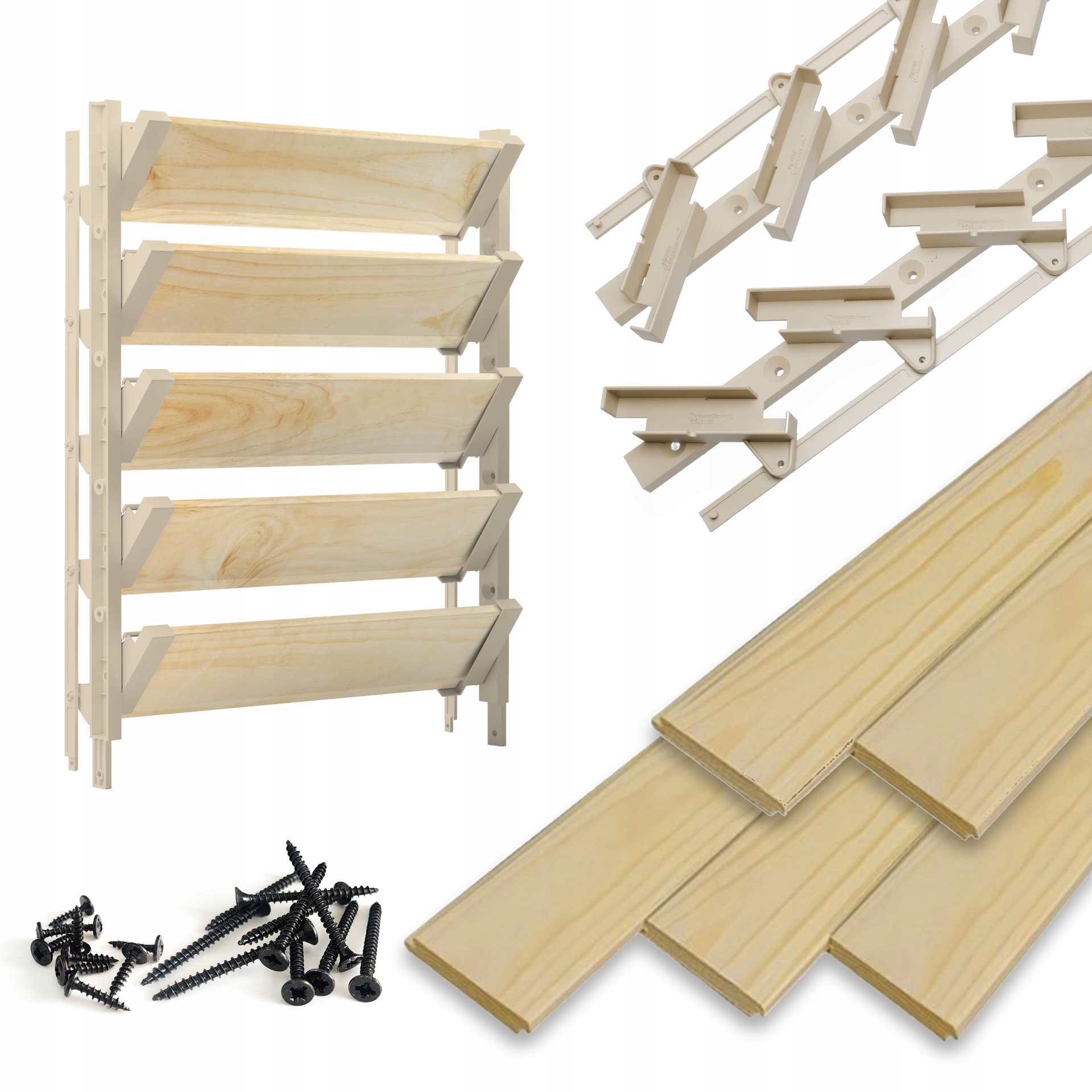 Pohyblivé prkna Borovice druhé jakosti 5ks Shutters Systém Hdpe Béžová